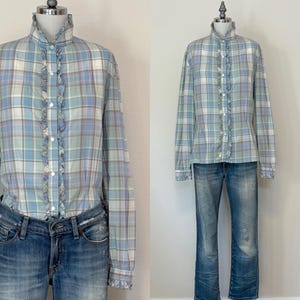 Ralph Lauren Plaid Ruffle Blouse - Etsy