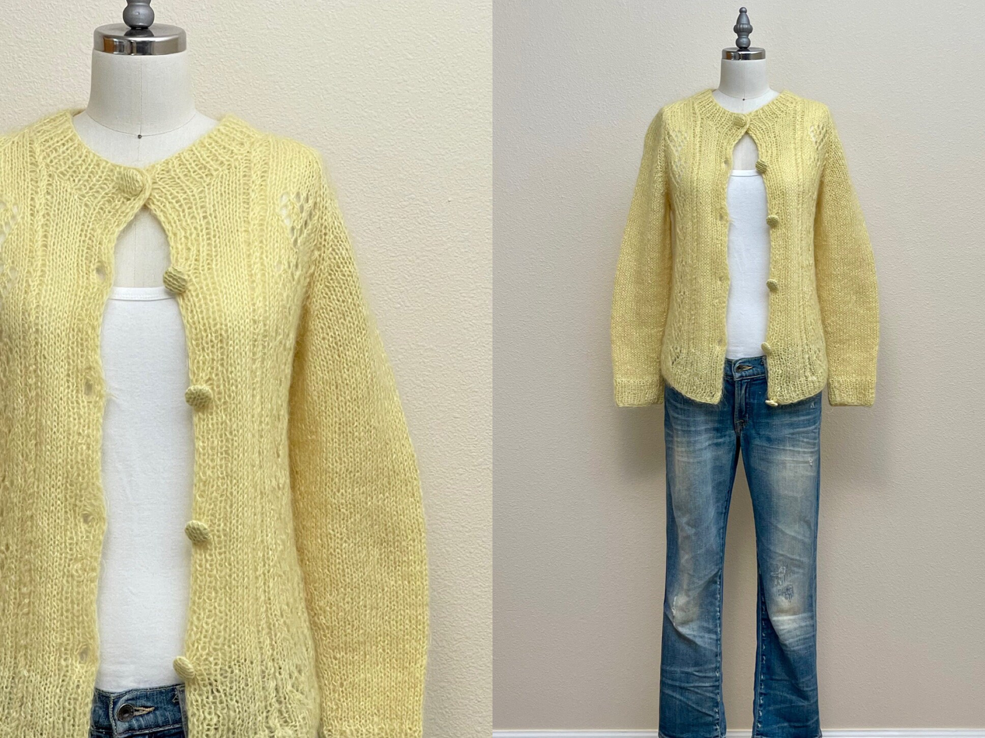 Vintage 60s Mohair Cardigan, 1960s Pale Yellow Cable Wool Cardigan Sweater, Spring Fashion - Etsy Vintage 60s Mohair Cardigan, 1960s Pale Yellow Cable Wool Cardigan Sweater, Spring Fashion - Etsy