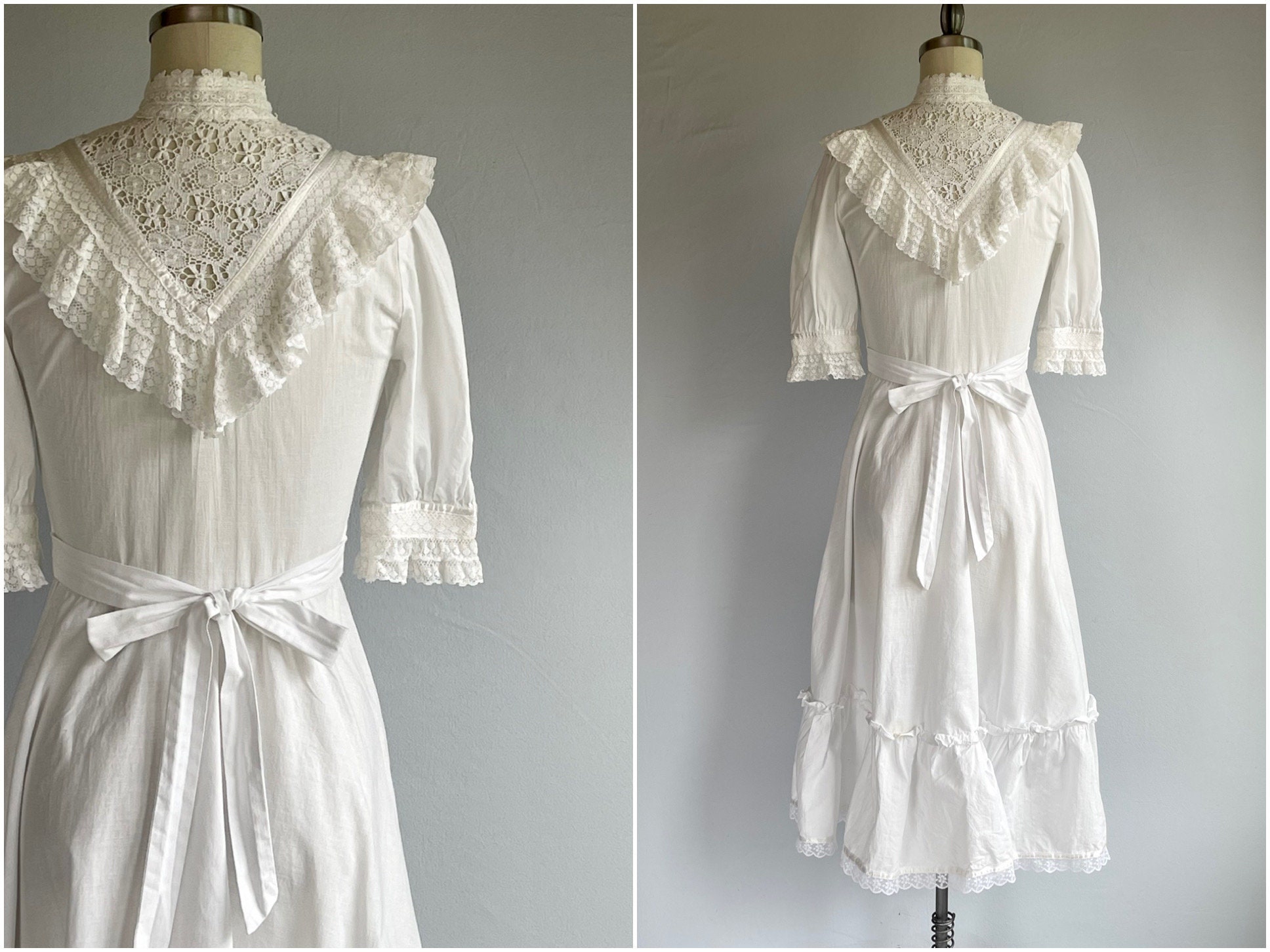 Vintage 70s Gunne Sax Dress / 1970s White Cotton Lace Prairie | Etsy