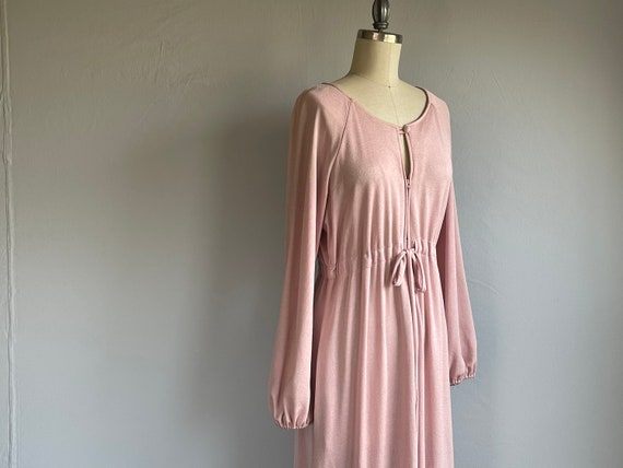 Vintage 1970s David Brown Caftan /  70s Pink Jers… - image 5