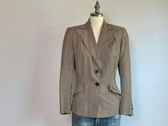 Vintage 40s Wool Check Blazer / 1940s Dayton Comp… - image 3