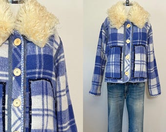 Vintage 80s Michigan Rag Co Cotton Jacket, 80s Unisex Novelty