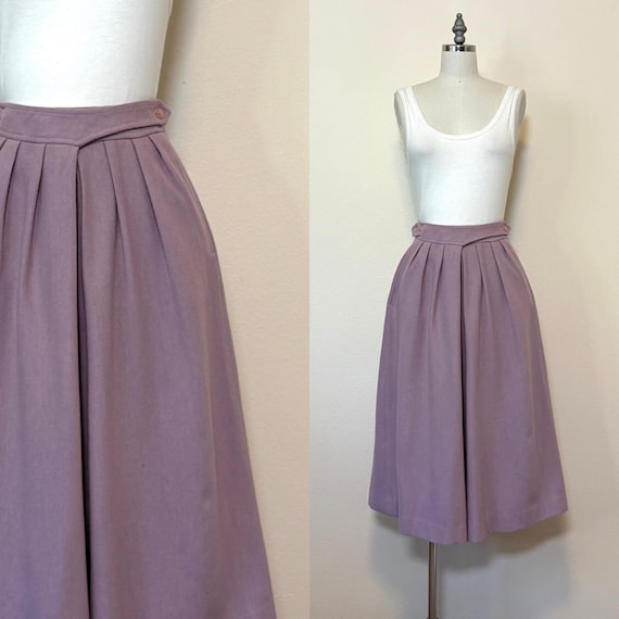 Givenchy, Vintage 80s Givenchy Wool Culottes, 1980s High Waist Wide Leg Pleated Split Skirt, Designer Vintage Fall Fashion