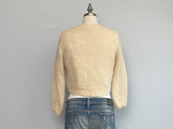 Vintage 50s Mohair Cardigan, 1950s Cream Hand Kni… - image 2