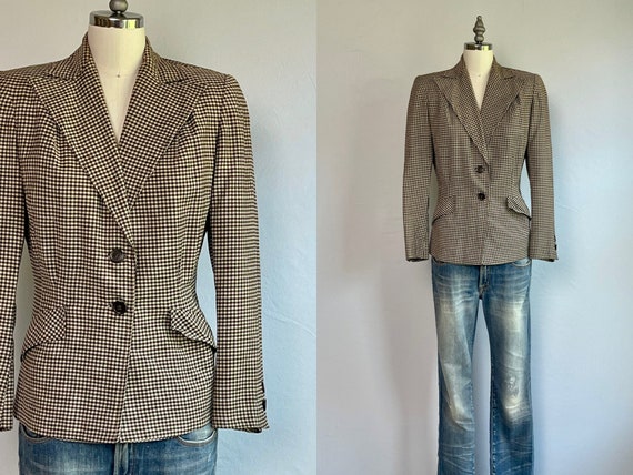 Vintage 40s Wool Check Blazer / 1940s Dayton Comp… - image 1
