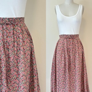 Vintage 70s Floral Skirt, 1970s Cotton Print Dirndl Skirt, Summer Fashion
