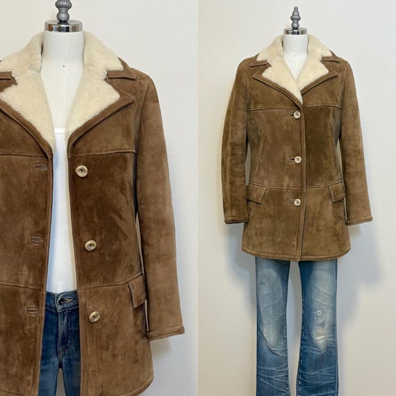 Manteau Femme Julian Vard En Cuir Marron Et Shearling - Taille UK 10 - Occasion TB
