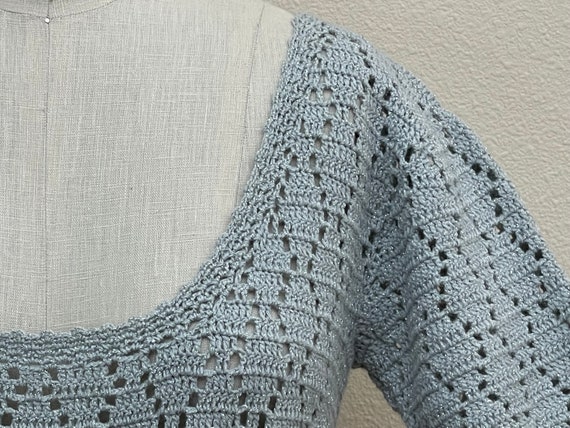 Vintage 60s Crochet Dress, 1960s Hand Crochet Lig… - image 5