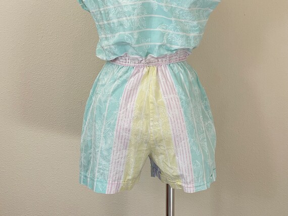 Vintage 1980s Shorts Romper, 80s Pastel Mint Gree… - image 10