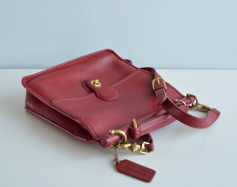 Vintage Red Coach Bag / 1980s Coach Willis Red Leather Handbag Etsy