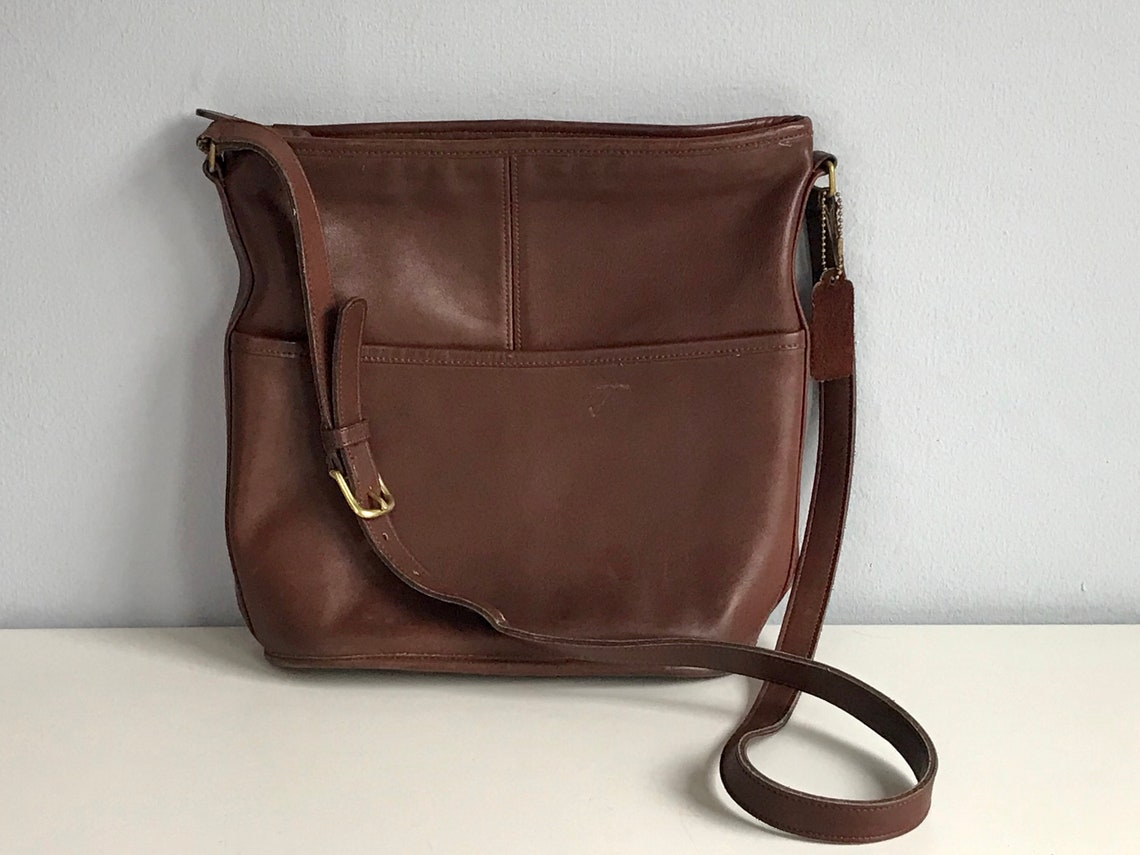 Vintage 80s Coach Bag / 1980s Coach Brown Leather Handbag Etsy
