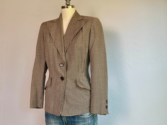Vintage 40s Wool Check Blazer / 1940s Dayton Comp… - image 9