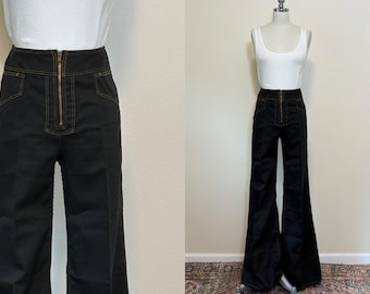 Vintage 70s Sailor Jeans, 1970s High Waist Wide Flare Leg Vintage 70s Sailor Jeans, 1970s High Waist Wide Flare Leg