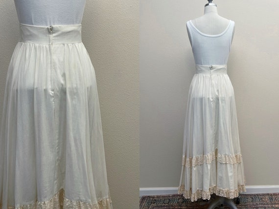 Vintage 70s Gunne Sax Maxi Skirt, 1970s Sheer Cre… - image 2