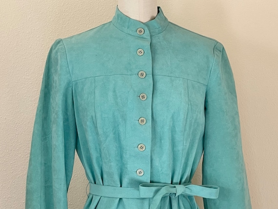 Vintage 1970s Mollie Parnis Dress, 70s Aqua Ultra… - image 3