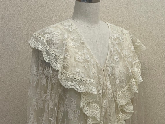 Vintage 80s Gunne Sax Lace Dress, 1980s Sheer Cre… - image 5