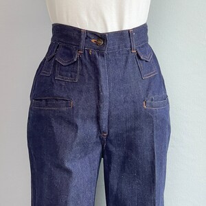 Vintage 70er Jahre Dark Denim Jeans, 1970er Jahre Deadstock High Waist Schlaghose mit weitem Bein Bild 10