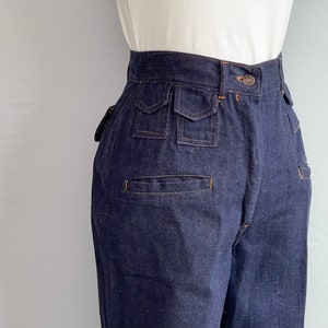 Vintage 70er Jahre Dark Denim Jeans, 1970er Jahre Deadstock High Waist Schlaghose mit weitem Bein Bild 3