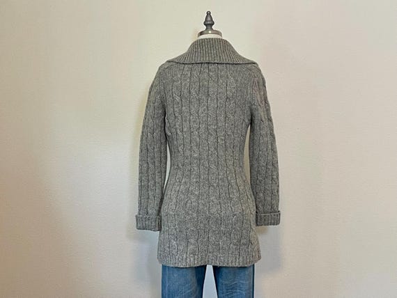 Vintage 70s Wool Cable Sweater Coat, 1970s Lord T… - image 6