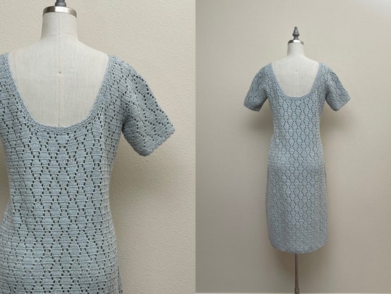 Vintage 60s Crochet Dress, 1960s Hand Crochet Lig… - image 2