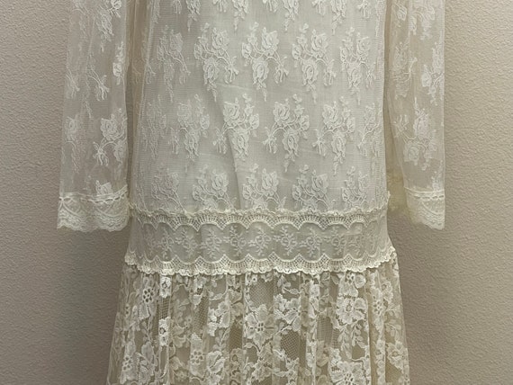 Vintage 80s Gunne Sax Lace Dress, 1980s Sheer Cre… - image 8