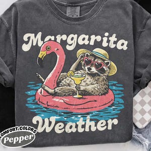 Comfort Colors® Raccoon Margarita Funny Summer Vibes Shirt, Drinking Animal Beach Float Shirt, Pool Party Graphic Tee, Summer Vacation Tee