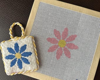 Canvas bloem naaldpunt - 13 mesh handgeschilderd