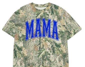 Camiseta Camo Mama, camiseta con estampado de camuflaje 3D, camiseta para mamás, camiseta con estampado de letras llamativas, camiseta unisex informal, regalo para mamá