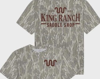 Camiseta King Ranch Mossy Oak Original Bottomland, camiseta con estampado de camuflaje integral, equipo de caza para hombres y mujeres, ropa unisex para actividades al aire libre.