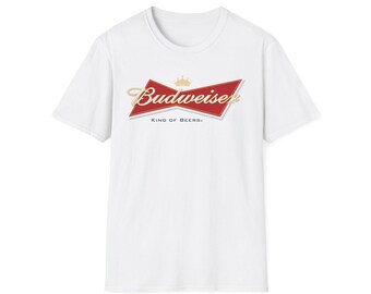 Koszulka z logo Budweiser | Grafika z piwem w stylu retro z czerwoną muszką