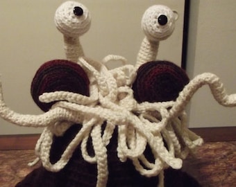 Flying Spaghetti Monster Hat with Ear Flaps - Crochet Pattern