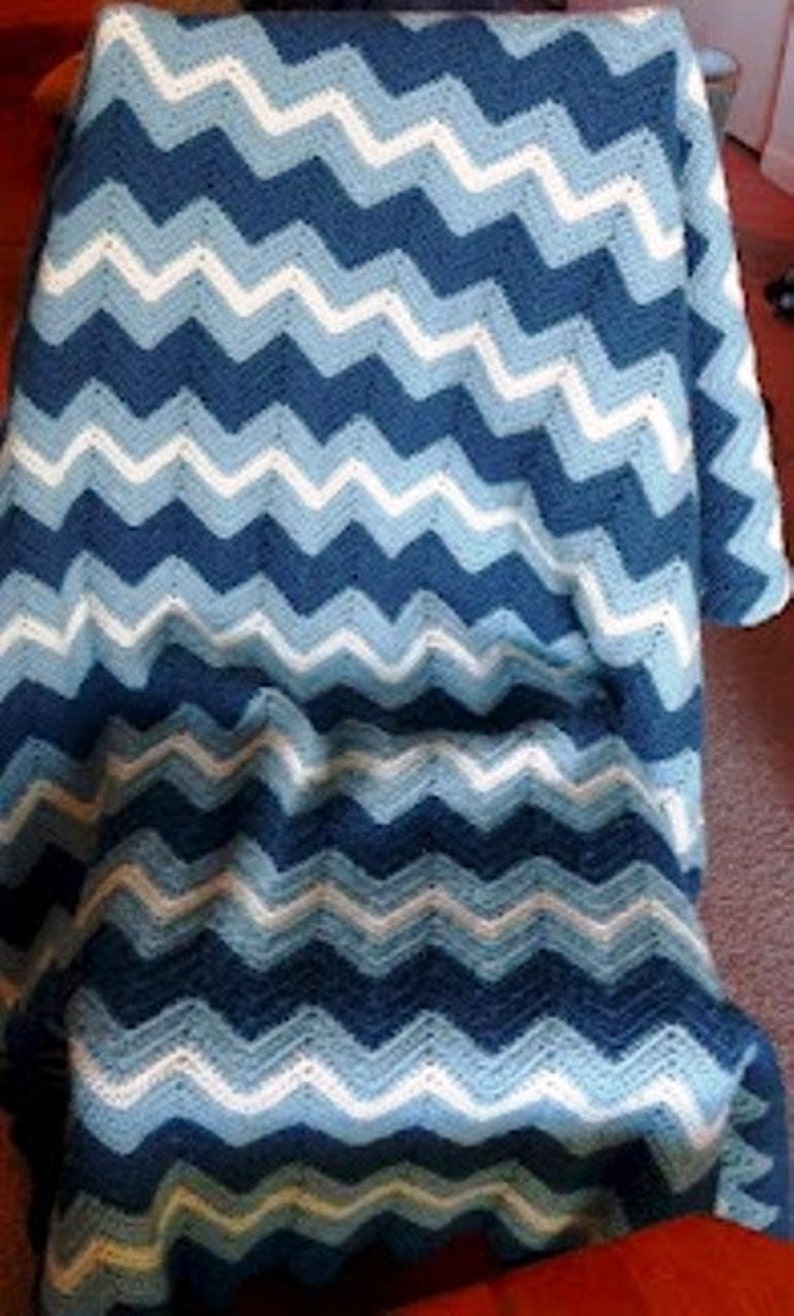 Handmade Crochet Ripple Blanket Twin Bed Size Custom Order Etsy