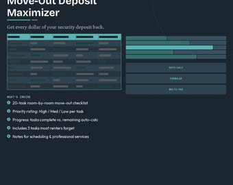 Checkliste für die Anzahlung | Wohnungsputz & Ausgangsplaner | Digitaler Download