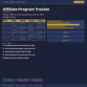 Affiliate Partner Organizer | Commission Tracking & Partner Log Spreadsheet | Digital Download
