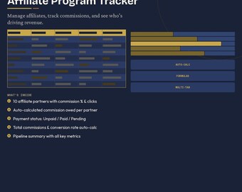 Affiliate Partner Organizer | Tracking & Partner Log Tabelle | Digitaler Download