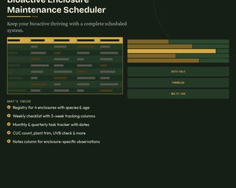 Bioactive Gehege Wartungsplaner | Vivarium Pflegezeitplan Tabelle | Digitaler Download