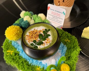 Handmade Moss Coaster,Unique Fiber Art Mat, Textured Yarn Home Decoration