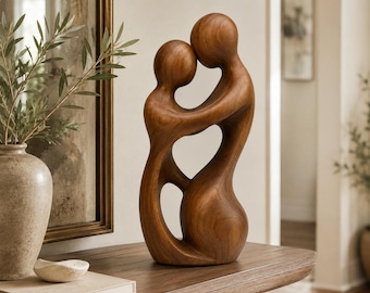 Abstract Mother and Child Wood Sculpture Meaningful Family Home Decor Gift for Mom