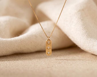 Vertical Pendant Necklace,Diamond Floral Choker,Minimalist Everyday Jewelry,Practical Gift for Her,Best Friend Gift,Bridesmaid Proposal Gift