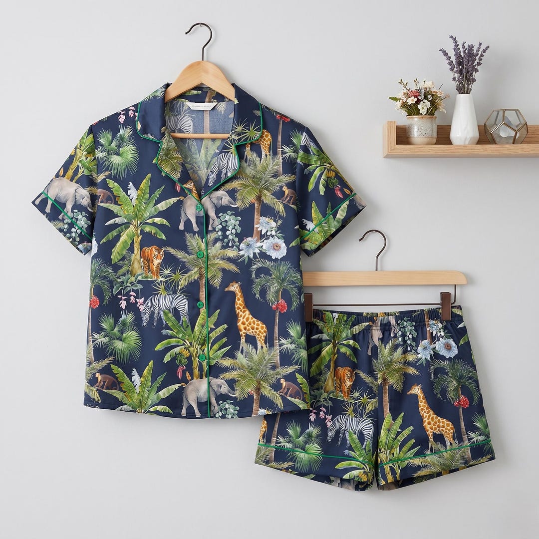 Tropical Safari Animal Pajamas, Bridesmaid Pjs, Jungle Print Lounge Set ...