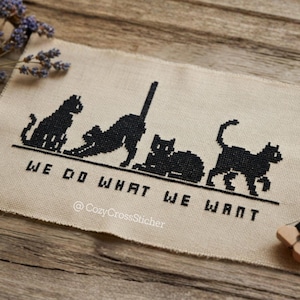 Funny Cat Cross Stitch Pattern, Minimalist Black Cat Quote, funny office cross stitch pattern (PDF Download)