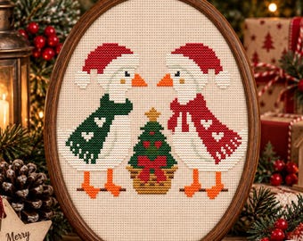 Christmas Goose Cross Stitch Pattern, Santa Goose and Christmas Tree, Holiday  Cross Stitch PDF, Festive Winter Pattern