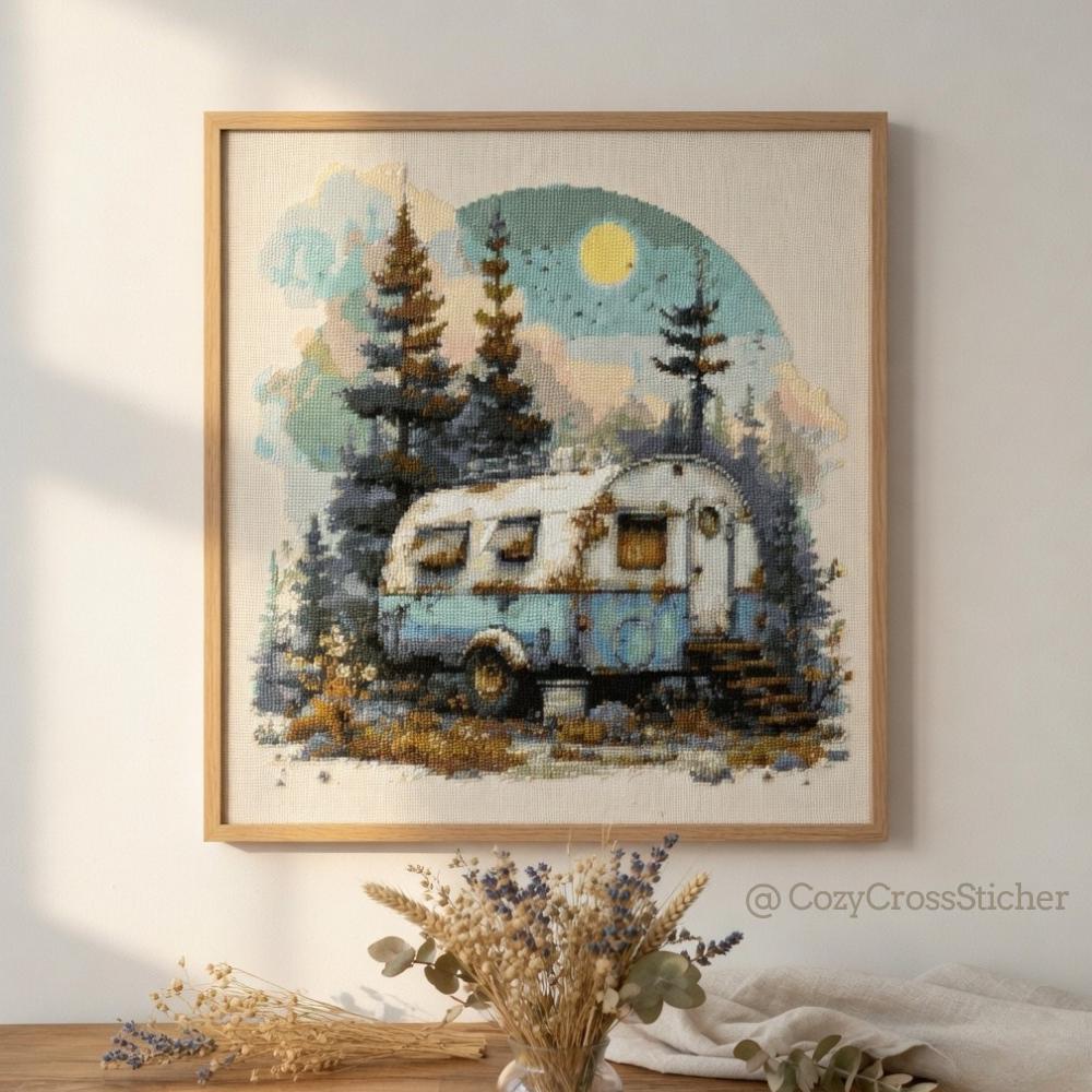 Crosstitch Rv Pattern Vintage Camper Cross Stitch Pattern PDF | Summer Cross Stitch ...