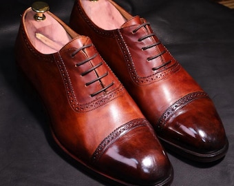 New Handmade Pure Leather Oxford Dress Shoes For Men