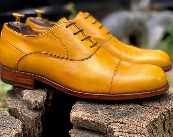 New Handmade Pure Leather Oxford Dress Shoes For Men