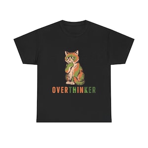 Overthinker Cat Shirt, Funny Cat Tee, Retro Vintage Cat T-Sh