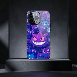 Gengar Haunter Ghastly Evolution, coque de portable, motif de type fantôme anime, brillant/mat pour iPhone 16 15 14 13 12 11 Pro Max