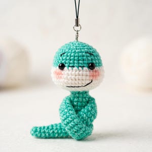 Haakpatroon voor een slang (PDF), beginnersvriendelijke amigurumi slang, gehaakt speelgoed zonder naaien, eenvoudig pluche patroon, direct te downloaden, doe-het-zelf sleutelhanger cadeau