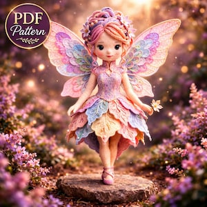 Crochet Fairy Doll Pattern, Butterfly Amigurumi Luna Flower Fairy, Amigurumi Doll Tutorial