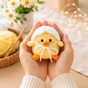 Haakpatroon kuiken Pasen Amigurumi Hoed met Eierschaal PDF Schattige mini pluche Gemakkelijk beginnerstutorial cadeau